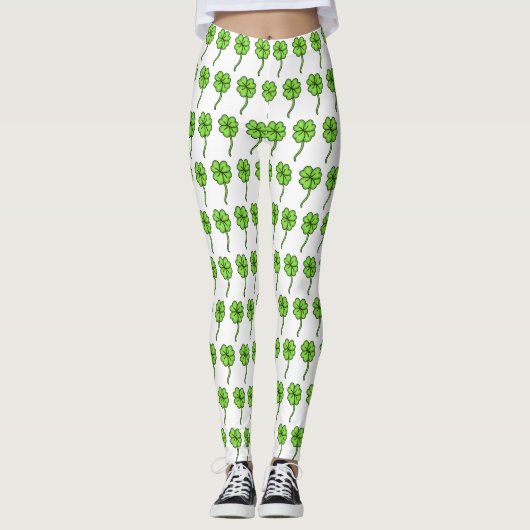 Vier Leaf Clover Shamrock St Patrick's Day Leggings (Voorkant)