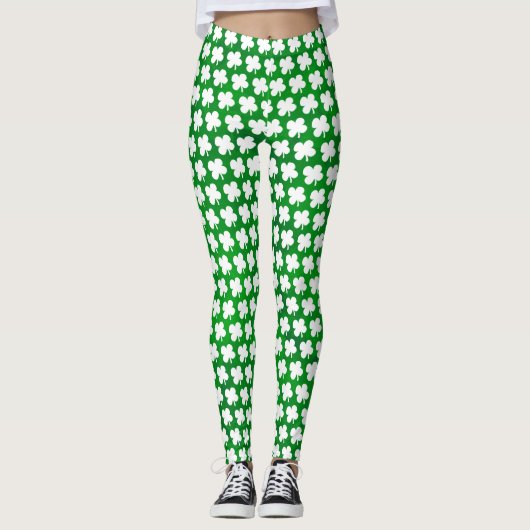 Vier Leaf Clover Shamrock St. Patricks Day Leggings (Voorkant)
