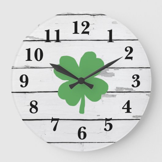 Vier Leaf Clover Shiplap Shamrock Large Clock Grote Klok (Voorkant)