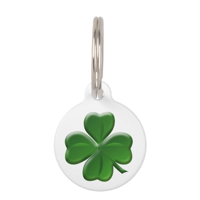 Vier Leaf Clover - Sint Patrick's Day Symbol Huisdierpenning (Voorkant)