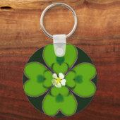 Vier Leaf Clover St. Patrick Irish Flower Patty Sleutelhanger (Voorkant)