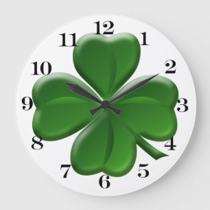 Vier Leaf Clover - St Patrick's Day Button Grote Klok
