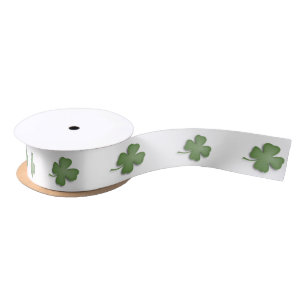 Vier Leaf Clover White Satijnen Lint