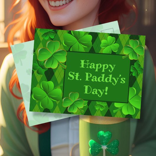 Vier Leaf Clovers Happy St. Paddys Day Briefkaart