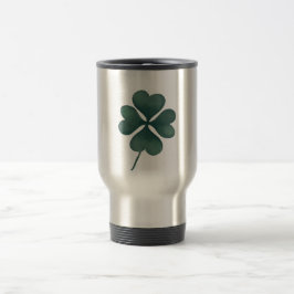 Vier Leaf Single Clover Green-Waterverf Reisbeker
