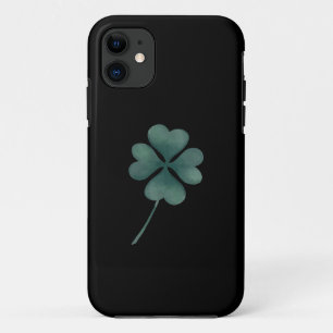 Vier lederen klap groen op zwarte Waterverf Case-Mate iPhone Case