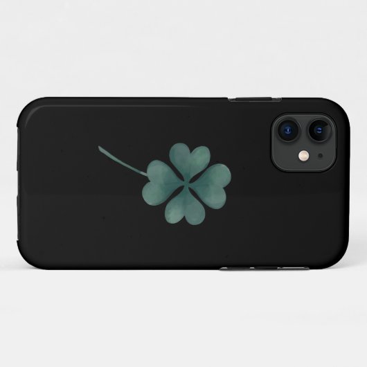 Vier lederen klap groen op zwarte Waterverf Case-Mate iPhone Case (Achterkant (horizontaal))