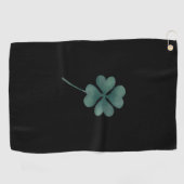 Vier lederen klap groen op zwarte Waterverf Golfhanddoek (Horizontaal)