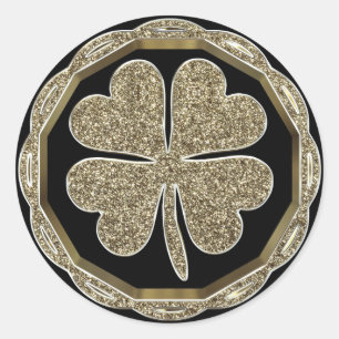 Vier lederen klaver Faux Gold Foil Elegant Seal Ronde Sticker