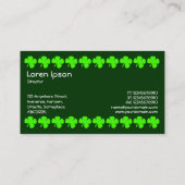 Vier lederen klaver - groen op donkergroen visitekaartje (Achterkant)