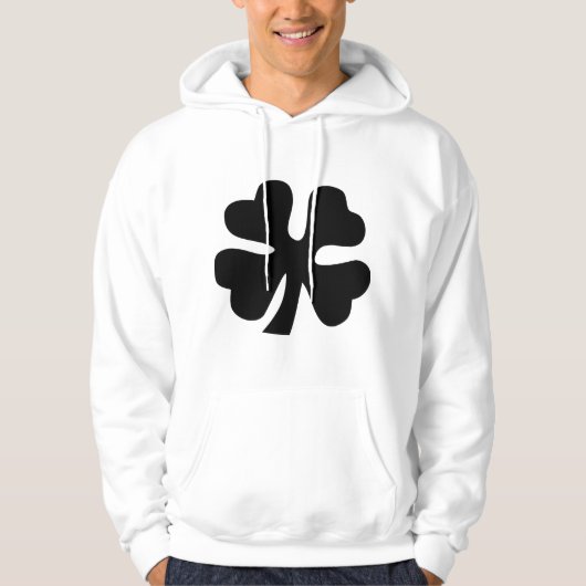 Vier lederen klaver - zwart hoodie (Voorkant)