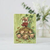  vier lederen klaverliefen Goud Patrick's Day Briefkaart (Staand voorkant)