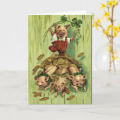  vier lederen klaverliefen Goud Patrick's Day Kaart (Gele Bloem)