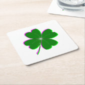 Vier lederen klavertjes gloeien kartonnen onderzetters (Schuin)