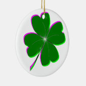 Vier lederen klavertjes gloeien keramisch ornament (Rechts)