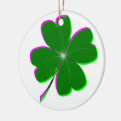 Vier lederen klavertjes gloeien keramisch ornament (Links)