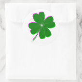 Vier lederen klavertjes gloeien ronde sticker (Tas)