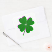 Vier lederen klavertjes gloeien vierkante sticker (Envelop)