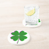 Vier lederen klavertjes gloeien zandsteen onderzetter (Zijkant)