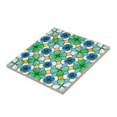 Vier lederen klavier Dubbel in Blauw Groen Wit Tegeltje (Zijkant)