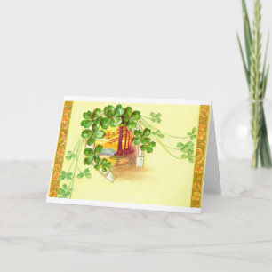 Vier ledige klaver en hoefijzer feestdagen kaart