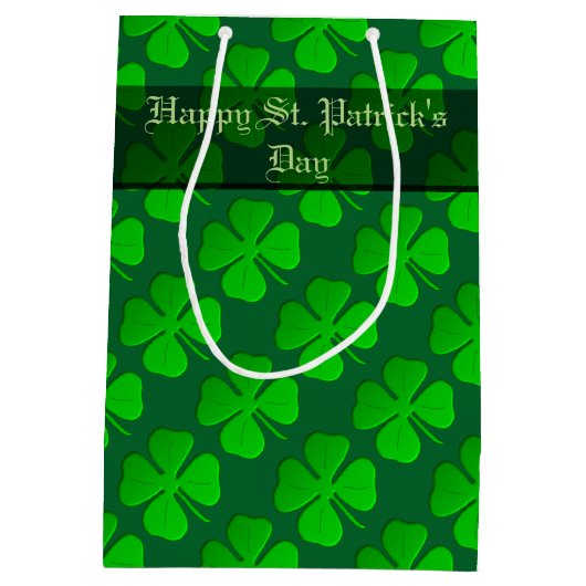 Vier lef Clover Pattern Gift Bag Medium Cadeauzakje (Achterkant)