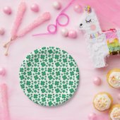 Vier lef Clover Pattern Groen Papieren Bordje (Feest)