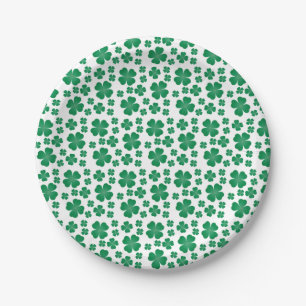 Vier lef Clover Pattern Groen Papieren Bordje