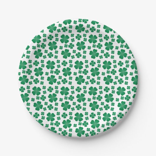 Vier lef Clover Pattern Groen Papieren Bordje (Voorkant)