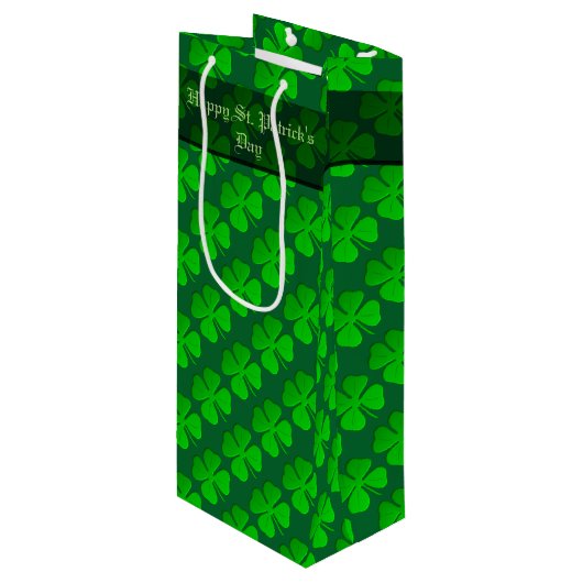 Vier lef Clover Pattern Wine Gift Bag Wijn Cadeautas (Voorkant Gekanteld)
