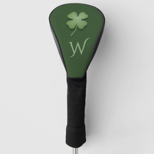 Vier lef-klaver geïnitialiseerd golfheadcover (Voorkant)