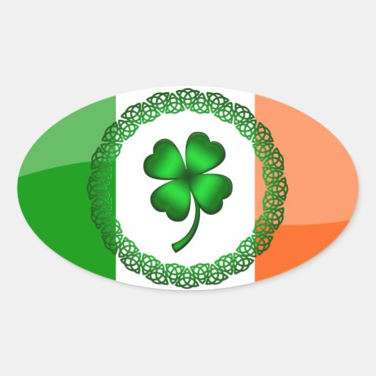 Vier lef-klaver ovale sticker (Voorkant)