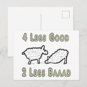 Vier Legs Good Funny Sheep Pun Briefkaart (Voorkant / Achterkant)