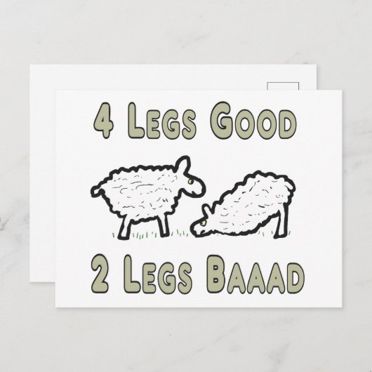 Vier Legs Good Funny Sheep Pun Briefkaart (Voorkant / Achterkant)