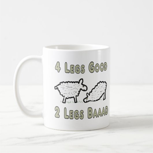 Vier Legs Good Funny Sheep Pun Koffiemok (Links)