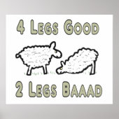 Vier Legs Good Funny Sheep Pun Poster (Voorkant)