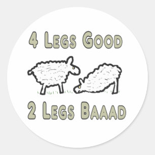 Vier Legs Good Funny Sheep Pun Ronde Sticker