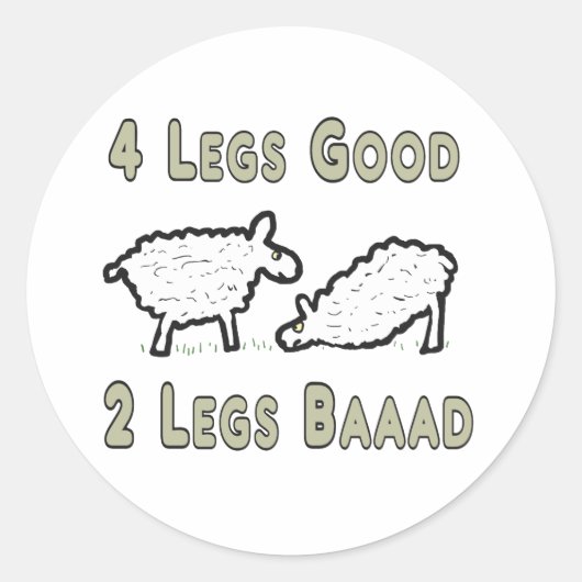 Vier Legs Good Funny Sheep Pun Ronde Sticker (Voorkant)