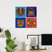 Vier lelijke honden hebben een uniek abstract post poster (Thuiskantoor)