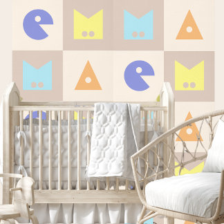 Vier letter baby naam kinderkamer decor wallpaper behang