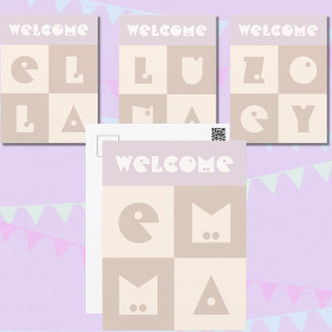 Vier letter pasgeboren baby meisje naam felicitati briefkaart