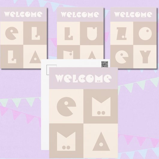 Vier letter pasgeboren baby meisje naam felicitati briefkaart