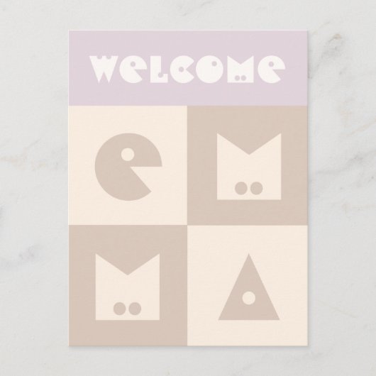 Vier letter pasgeboren baby meisje naam felicitati briefkaart (Voorkant)