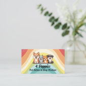 Vier leuke puppies Pet Sitter en Dog Walker Visitekaartje (Staand voorkant)