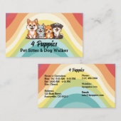 Vier leuke puppies Pet Sitter en Dog Walker Visitekaartje (Voorkant / Achterkant)