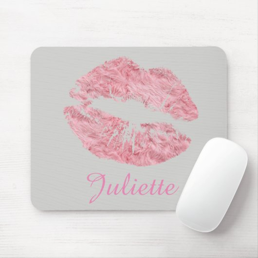 Vier Leuke Roze Lippen Lipstick Mond Muismat (Met muis)