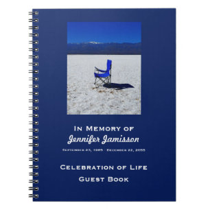 Vier Leven Gastboek Blauwe Stoel Witte Zand Notitieboek