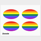 VIER LGBT-vlag Ovale Sticker (Vel)