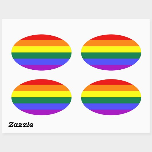 VIER LGBT-vlag Ovale Sticker (Vel)