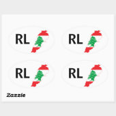 VIER Libanese Vlaggenkaart Ovale Sticker (Vel)